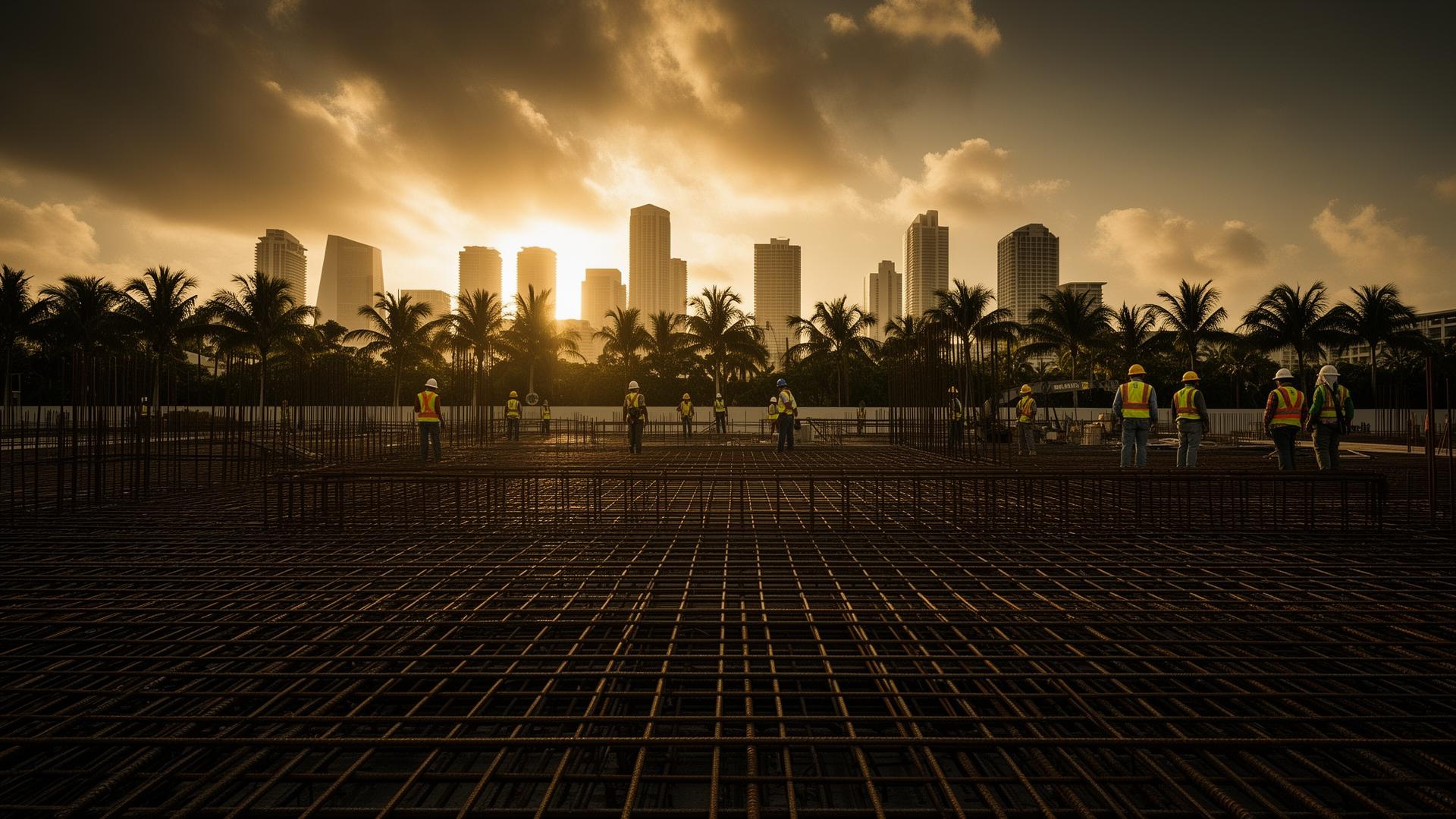 South Florida construction site at golden hour