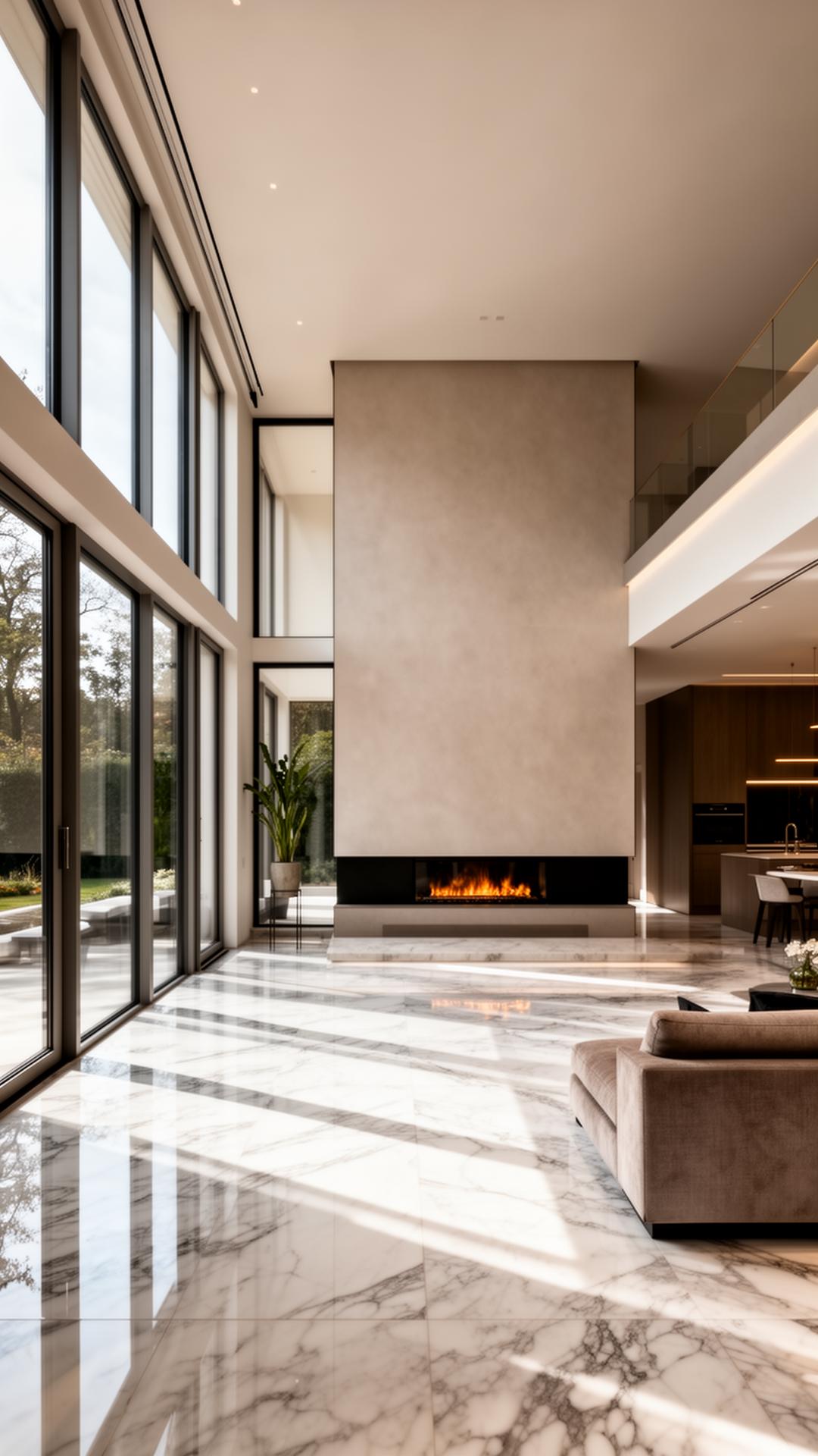 Luxury interior with marble floor